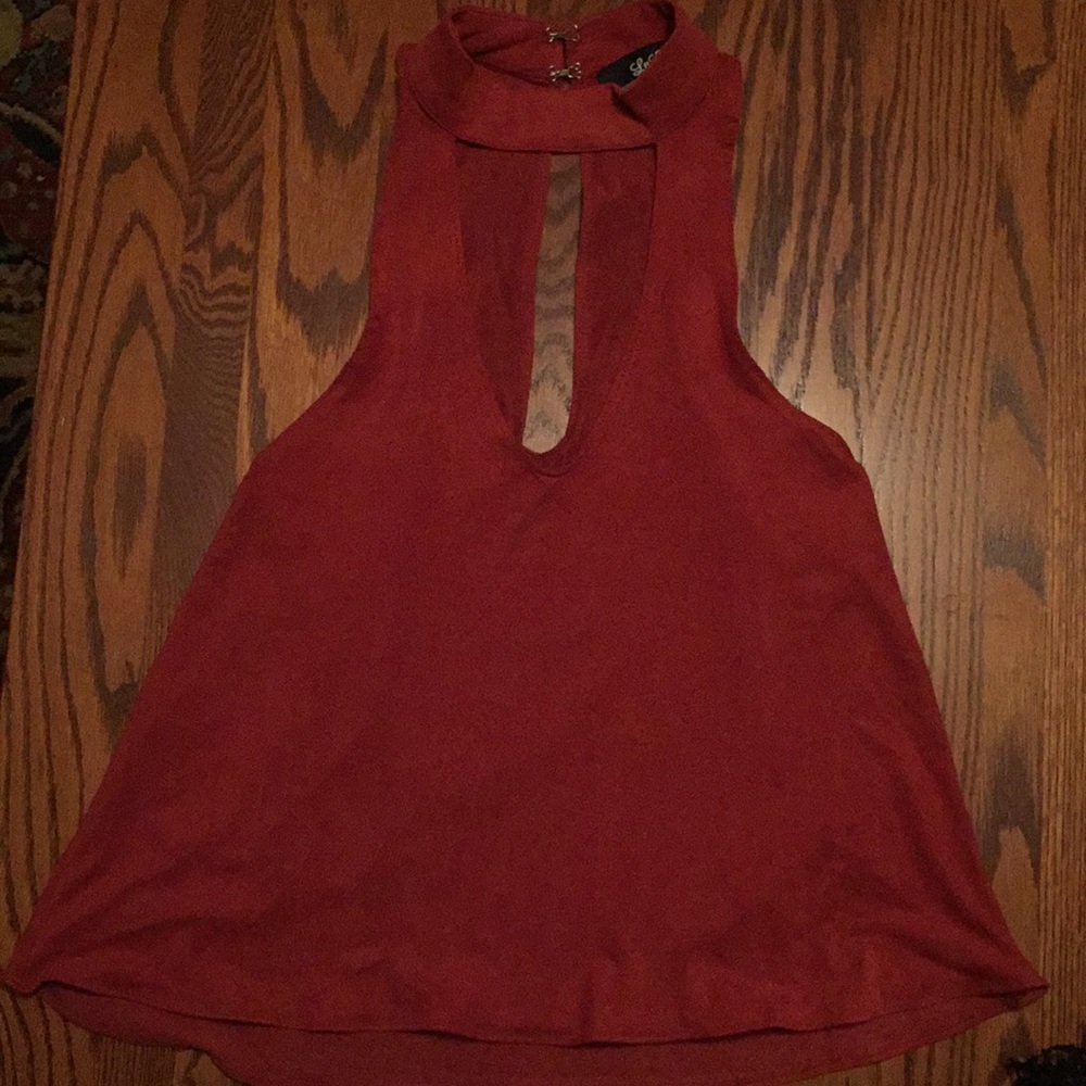 Burnt orange suede keyhole halter neck top- Lulu’s